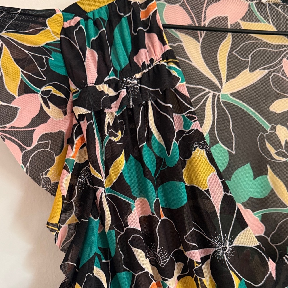 Bar III Multicolor Floral Ruffle Blouse - Picture 2 of 3